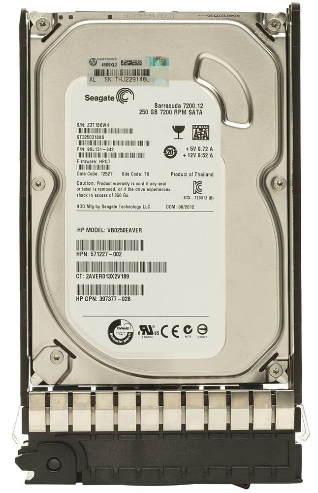 VB0250EAVER HP 250GB 7200RPM SATA 3GB/s Hot-Pluggable 3...